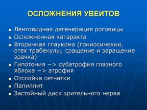 Возможные осложнения увеитов